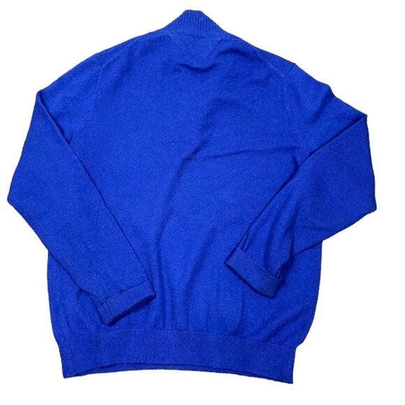 Tommy Hilfiger Lux Cotton 1/4 Zip Sweater with Elbow Patches Blue Size Large - Picture 7 of 12